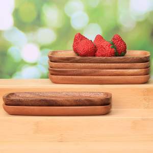 Bandeja Ovalada Clásica de Madera Maciza de Acacia Color Marrón Lumina, Ligera, Apilable, para Comida/Snacks/Aperitivos, Joyería, Uso General, Hecha de Madera - Product Image 5