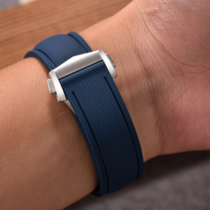 Juelong seatide 20mm 21mm 22mm không có vòng fluororubber ban nhạc đồng hồ nhanh chóng phát hành FKM dây đeo cao su với Foldover Clasp - Product Image 5