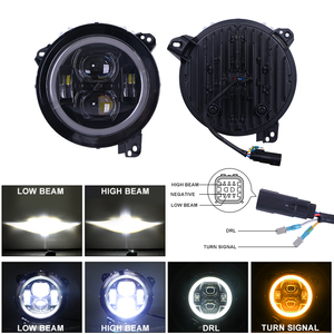 Para los faros delanteros de fábrica son faros LED de 9 pulgadas de repuesto halógenos para camión blanco DRL indicador amarillo halo para Wrangler JL 18 - Product Image 4