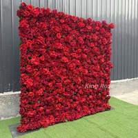 Mur de fleurs artificielles réalistes enroulable 8ft x 8ft, fabriqué à la main, de luxe, pour la décoration de mariages, de fêtes et d'événements, directement de l'usine