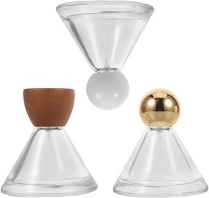 Flacon de parfum en verre de 50 ml, nouveau, en forme de pagode inversée, avec couvercle en bois et pulvérisateur à pompe, scellé - Product Image 1