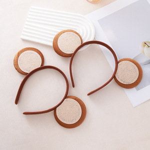 Fascia per capelli in plastica con orecchie di scimmia stile curry, simpatica, per lavaggio viso, senza fermaglio, nuova, a tema cartone animato, per bambini - Product Image 1