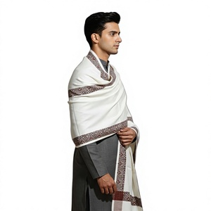 Men Winter <b>Wool</b> Shawl Ethnic <b>Wrap</b> Scarf Floral Patterned Border Warm Breathable Skin-Friendly for Cold Weather - Product Image 6