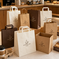 Sac en papier kraft écologique et recyclable avec poignées torsadées pour emballage de boulangerie, lait et gelée à emporter - Personnalisable avec marque privée