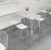 Ensemble table et chaises de restaurant moderne en marbre, style minimaliste et tendance, pour cafés, salons de thé, pâtisseries et restaurants décontractés