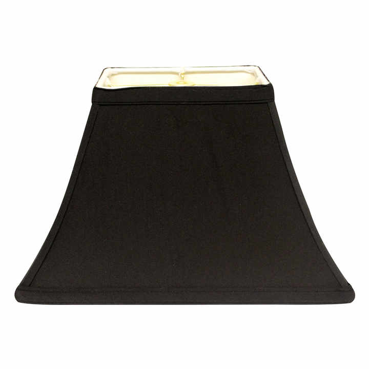 HMS 16\" Black Rectangle Bell Shantung Lampshade with White Lining Elegant Lamp Covers & Shades