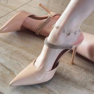 Zapatos de Novia para Mujer con Cordones, Correa al Tobillo, Punta Cerrada, Hebilla con Pedrería, Cuero Genuino, Impermeables, con Puntera Reforzada, a la Moda - Product Image 1