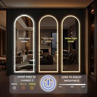 GKMZCGT Miroir intelligent sur pied, pleine longueur, avec écran LED arqué éclairé, interrupteur tactile réglable, design moderne flottant