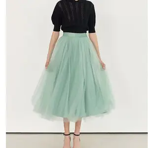 深色荣耀李莎拉同款绿色面纱半身裙韩国进口网眼经典伞裙可定制