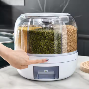 Dispensador de Arroz y Granos para Cocina, Contenedor Giratorio de 6 Compartimentos para Cereales, Caja de Almacenamiento de Alimentos, Dispensador de Arroz por Inyección - Product Image 5