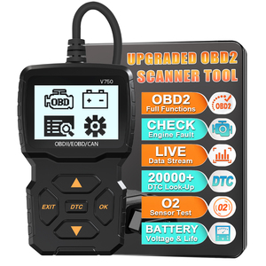 เครื่องสแกนอัตโนมัติ OBDII 1ปี V750เครื่องมือวินิจฉัยสำหรับรถยนต์12V อ่านรหัสความผิดปกติของไฟเครื่องยนต์เครื่องอ่าน EOBD สำหรับ1996 + - Product Image 1