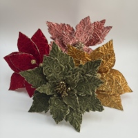 Fleurs artificielles de Poinsettia en polyester pour décorations de Noël, intérieur et extérieur, décoration de la maison, tailles et couleurs personnalisées, pour centres commerciaux et fêtes