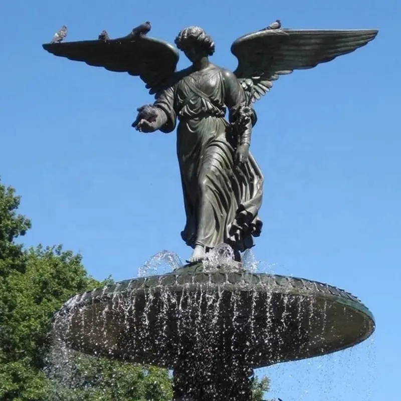 Fontaines d'eau de jardin Énorme fontaine d'eau en bronze coulé avec sculpture d'ange en bronze