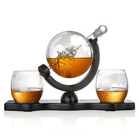 Globe en verre à haute teneur en borosilicate carafe ensemble de verres à whisky ensemble de bar verrerie accessoires de bar verres à whisky avec base en bois