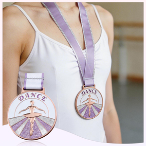 Medallas Personalizadas de Metal con Cinta Brillante para Danza, Premios de Aleación Metálica para Ballet, Hip Hop, Flamenco, Baile de Salón, Regalo, <span class=keywords><strong>Precio</strong></span> Directo de Fábrica Antigua - Product Image 5