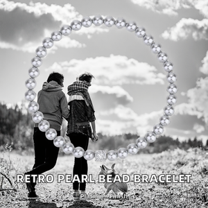 Pulsera de Perlas Blancas y Grises Vintage, Chapada en Platino, de Aleación, Diseño Retro Popular, Hecha a Mano, para Mujer - Product Image 2