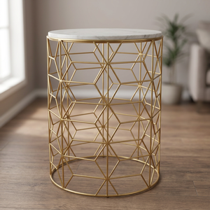 Gold Plated Iron Modern Coffee Table with Marble Top Elegant Side Table for Living Room Furniture Decoration - Product Image 2