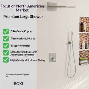 Cross-border 20-inch Stainless Steel Concealed Wall-<b>mounted</b> Chrome Rain Waterfall Soft Hand-held Overhead Shower Set Hotel BXW-0 - Product Image 2