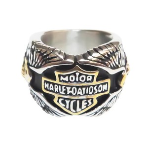 Bague en acier inoxydable vintage thaïlandaise pour homme, style punk, signet <span class=keywords><strong>Harley</strong></span> David Son, pour mariage, fiançailles, fête, anniversaire, en platine - Product Image 2