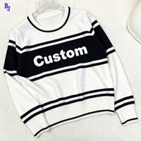 Pull en coton doux personnalisé avec logo jacquard, style preppy rétro à rayures, pour homme et femme – Nouvelle collection