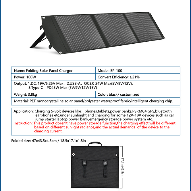 <strong>2026</strong> New 18V Portable Foldable <strong>Solar</strong> <strong>Panel</strong> <strong>100w</strong> <strong>Solar</strong> System Fold Able <strong>Solar</strong> <strong>Panels</strong> <strong>Kit</strong> for Camping
