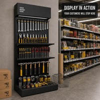 Étagère de présentation murale en métal noir mat à un seul pan, robuste, pour magasin de détail, idéale pour l'exposition d'outils