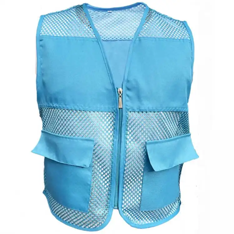 Custom Multi Pocket Mesh Safety Vest Zipper Loose Workwear