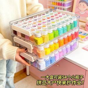 Perler Bead Storage <b>Box</b> 54 Color Transparent <b>Large</b> Capacity Rectangular With Lid For Craft Organization - Product Image 4