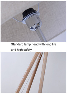 Lampe sur pied JYLIGHTING en bois et tissu, style bohème, certifiée UL, éclairage minimaliste pour villa, salon, intérieur rustique - Product Image 2