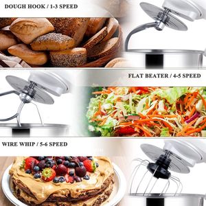 Robot pâtissier électrique 6QT 500W pour cuisine, mélangeur de pâte et de gâteaux, batteur sur socle - Product Image 5