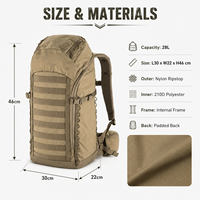 Nouveautés : Sac à dos tactique de randonnée 28L à chargement par le haut, personnalisable avec logo, réglable