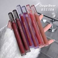 Gege Bear Brillant à lèvres en velours rose mat délicat de grande valeur Crystal Clear Lip Glaze avec logo personnalisé Labeling Liquid Lip Makeup