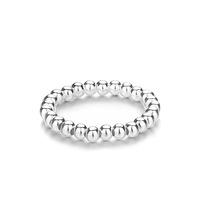 Einfache S925 Sterling Silber Ring weibliche elastische Hand Perlen runde Perle China Vintage Perlen Silber Ringe
