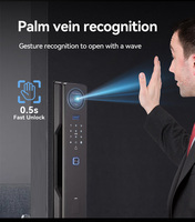 Serrure Intelligente de Porte d'Entrée Étanche IP65 WiFi avec Reconnaissance Faciale 3D, Vérification par Veine Palmaire, Empreinte Digitale, Grand Écran, Interphone Vidéo et Cloud