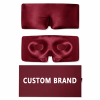 d'étiquette personnalisée avec logo brodé Masque pour les yeux 3D en soie satinée Masque de sommeil avec sangle velcro réglable