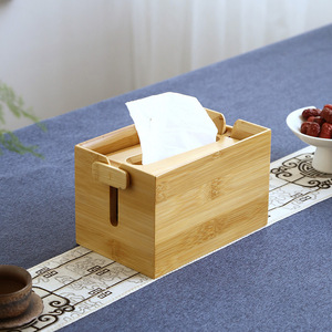 Bamboo Tissue <b>Box</b> Portable Tea Room Minimalist Zen Style Living Room Pull Out Tissues - Product Image 4