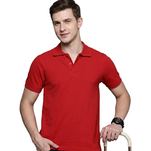 Camisa Roja Informal de Negocios al por Mayor, Unisex, Transpirable, de Secado Rápido, Manga Corta, con Logotipo Frontal, Tejida, Fabricante ODM OEM - Product Image 1