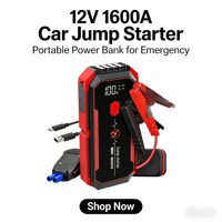 Démarreur de voiture 12V avec batterie externe 2500A Peak pour camions, SUV et véhicules essence/diesel