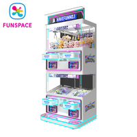 Funspace Distributeur de Jouets Innovant pour 4 Joueurs, Machine à Grappins d'Arcade à Double Niveaux, Fonctionnant aux Billets et aux Pièces, Idéal pour Cadeaux