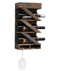 Scaffale portabottiglie in legno europeo con logo personalizzato appeso a parete espositore per bottiglie di vino whisky