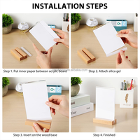 Support de menu en bois en forme de T en acrylique transparent pour table de restaurant, cadre photo, carte de signalisation double face, personnalisation A4 A5 A6 A7