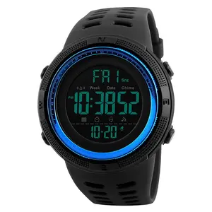 חדש עיצוב Skmei 1251 דיגיטלי אלקטרוני שעון Pu רצועת כפתור עגולה 50 מטר עמיד למים שעוני יד לגברים