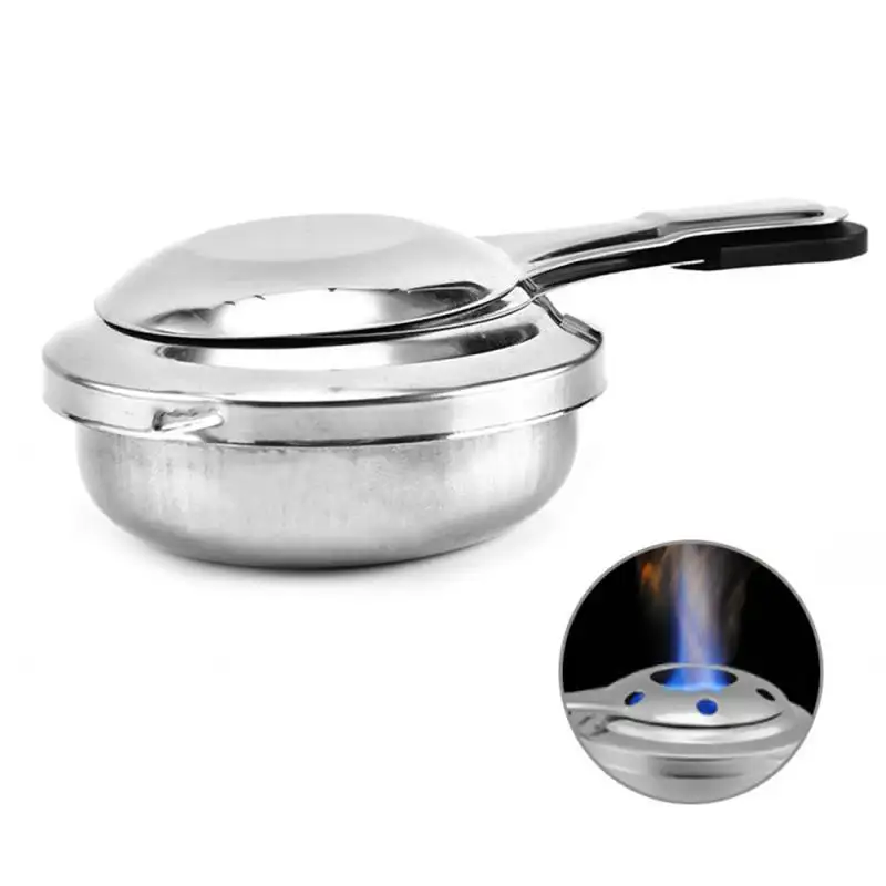 Mini queimador de fogão para álcool, queimador de fondue de aço inoxidável portátil, queimador de fondue de chocolate e queimador pequeno para tampões