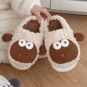 XIXIXITIAO vente en gros de pantoufles de <span class=keywords><strong>mouton</strong></span> de dessin animé pour femmes à bout fermé pour garçons et filles glissières de chambre à coucher antidérapantes et chaudes pour l'hiver en peluche pour l'intérieur - Product Image 3