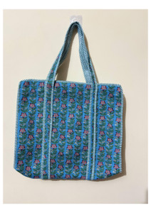 Sac fourre-tout matelassé 100 % coton indien personnalisé à imprimé floral, sac de marché, sac à bandoulière, prix de gros - Product Image 2