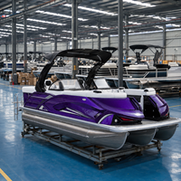 Bateau ponton en aluminium de 22 pieds pour 12 personnes, idéal pour la pêche sportive en famille, avec table de salon, arche électrique, homologué CE, remorque et moteur en option 200 CV