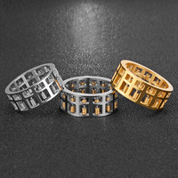 Vente en gros Abacus en acier inoxydable plaqué or style punk, bijoux creux pour doigt, bague unisexe pour femmes et hommes
