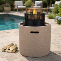Brasero extérieur MGO au design moderne, aspect pierre, pour bois et charbon de bois, idéal pour jardin, patio, terrasse de piscine et mobilier d'extérieur