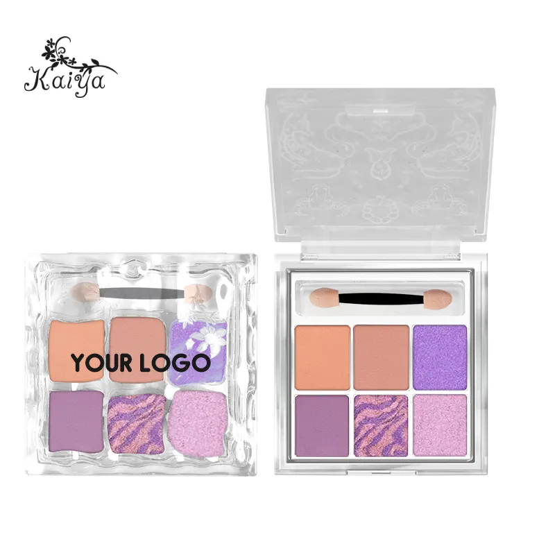 Unique Frosted Case Organic Long Wear Eyes Makeup 6 In 1 Eyeshadow Palette Bright Color No Cakey Eye Shadow Pallet Customize