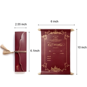 Tùy chỉnh thanh lịch sang trọng CuộN Thiệp mời đám cưới 6 \ "* 10 \" với Ribbon giấy menu thiệp chúc mừng - Product Image 1